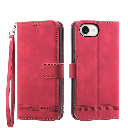 For iPhone 16e Dierfeng Dream Line TPU + PU Leather Phone Case(Red)