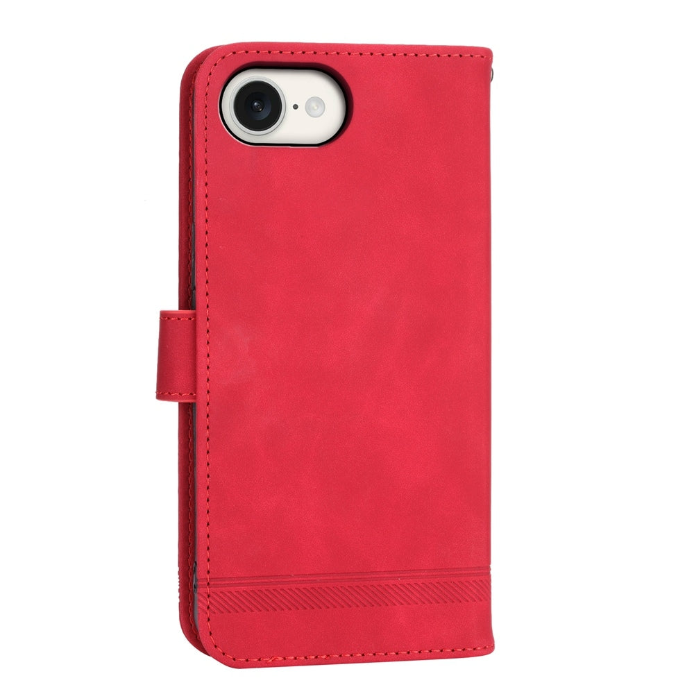For iPhone 16e Dierfeng Dream Line TPU + PU Leather Phone Case(Red)