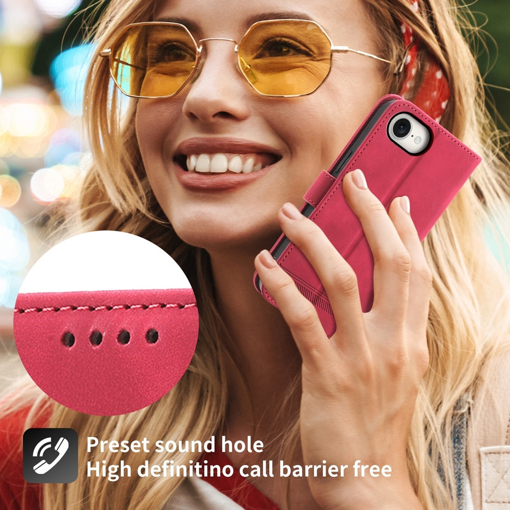 For iPhone 16e Dierfeng Dream Line TPU + PU Leather Phone Case(Red)