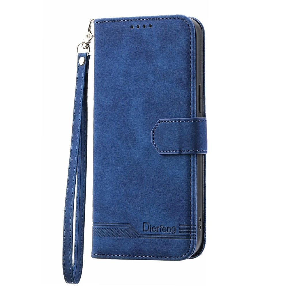 For iPhone 16e Dierfeng Dream Line TPU + PU Leather Phone Case(Blue)