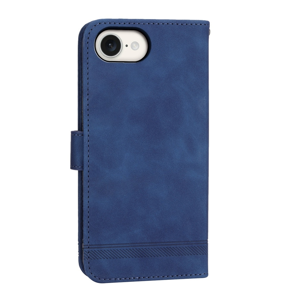 For iPhone 16e Dierfeng Dream Line TPU + PU Leather Phone Case(Blue)