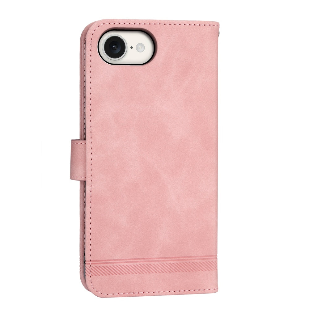 For iPhone 16e Dierfeng Dream Line TPU + PU Leather Phone Case(Pink)