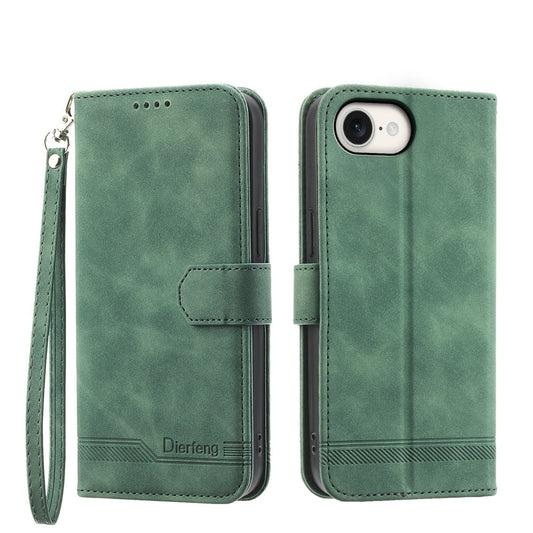 For iPhone 16e Dierfeng Dream Line TPU + PU Leather Phone Case(Green)