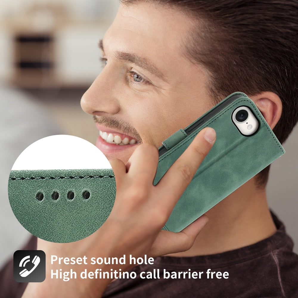 For iPhone 16e Dierfeng Dream Line TPU + PU Leather Phone Case(Green)