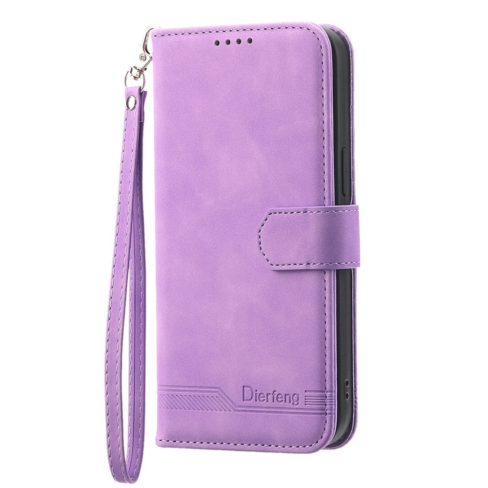 For iPhone 16e Dierfeng Dream Line TPU + PU Leather Phone Case(Purple)
