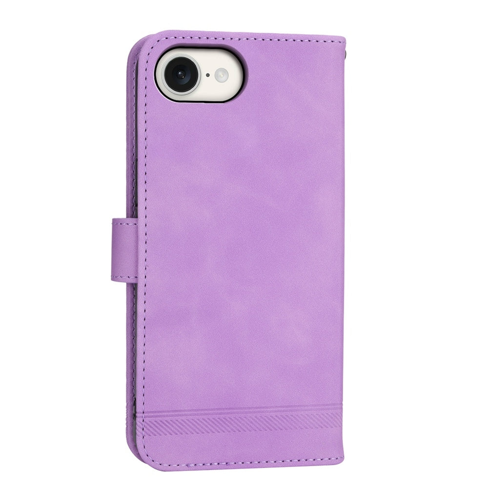 For iPhone 16e Dierfeng Dream Line TPU + PU Leather Phone Case(Purple)