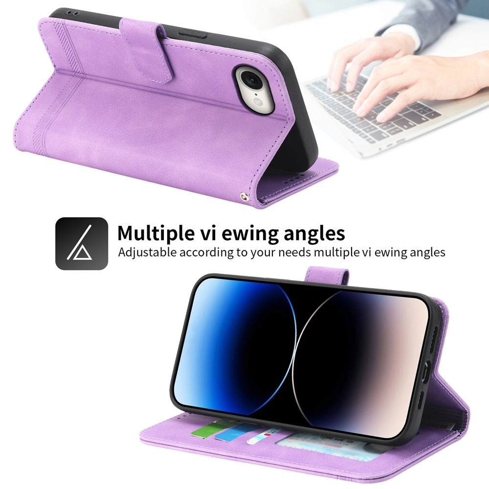 For iPhone 16e Dierfeng Dream Line TPU + PU Leather Phone Case(Purple)