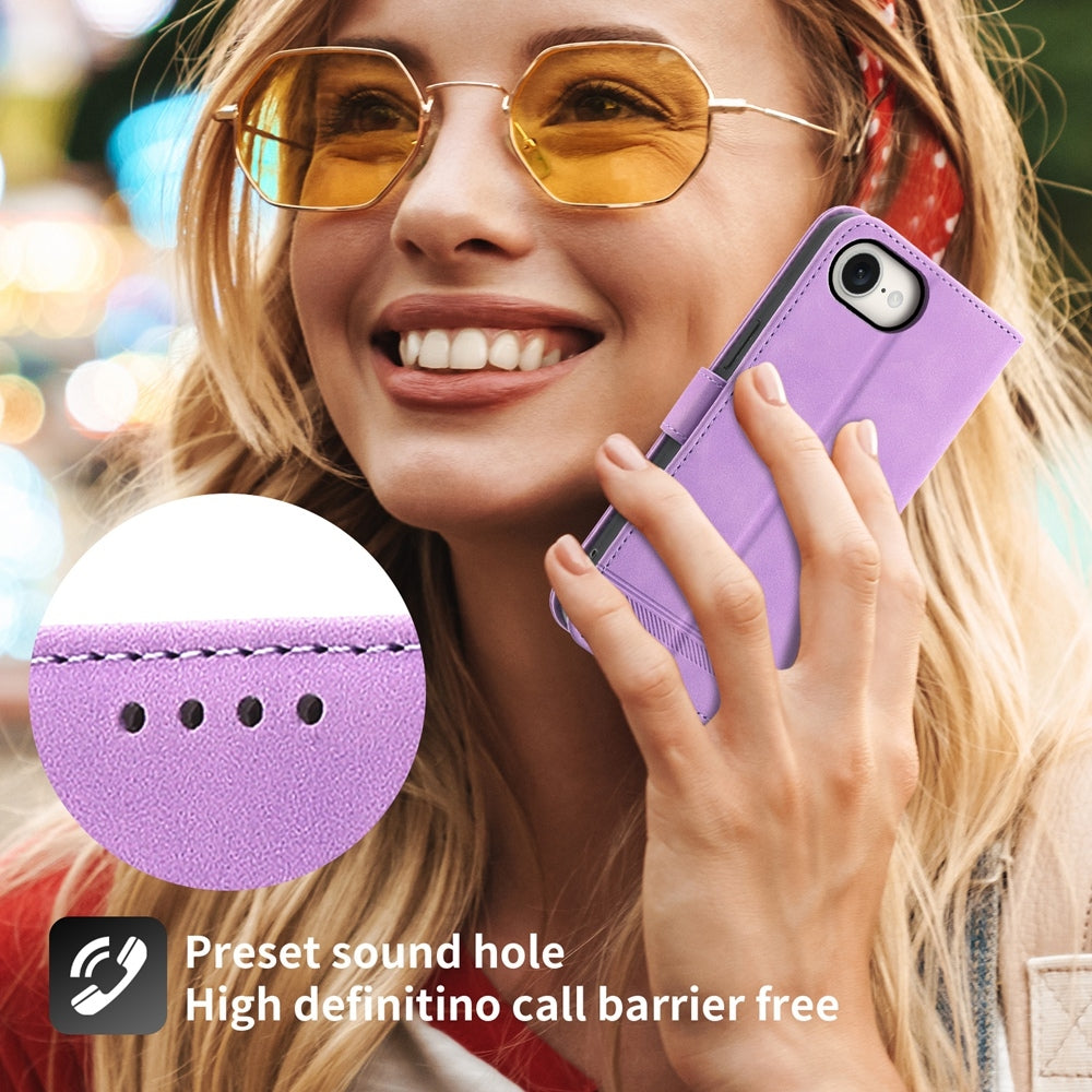 For iPhone 16e Dierfeng Dream Line TPU + PU Leather Phone Case(Purple)
