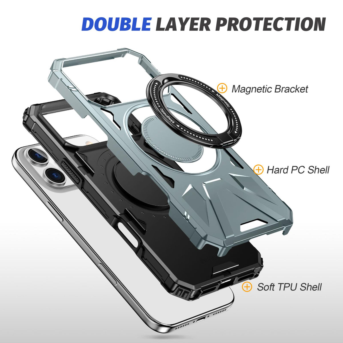 Compatible with iPhone 18 Pro Max & 17 Pro Max MagSafe Magnetic Shockproof Phone Case with Ring Holder - Green