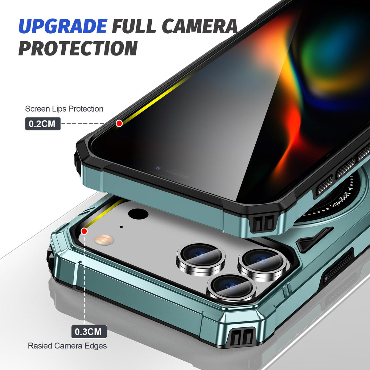 Compatible with iPhone 18 Pro Max & 17 Pro Max MagSafe Magnetic Shockproof Phone Case with Ring Holder - Green