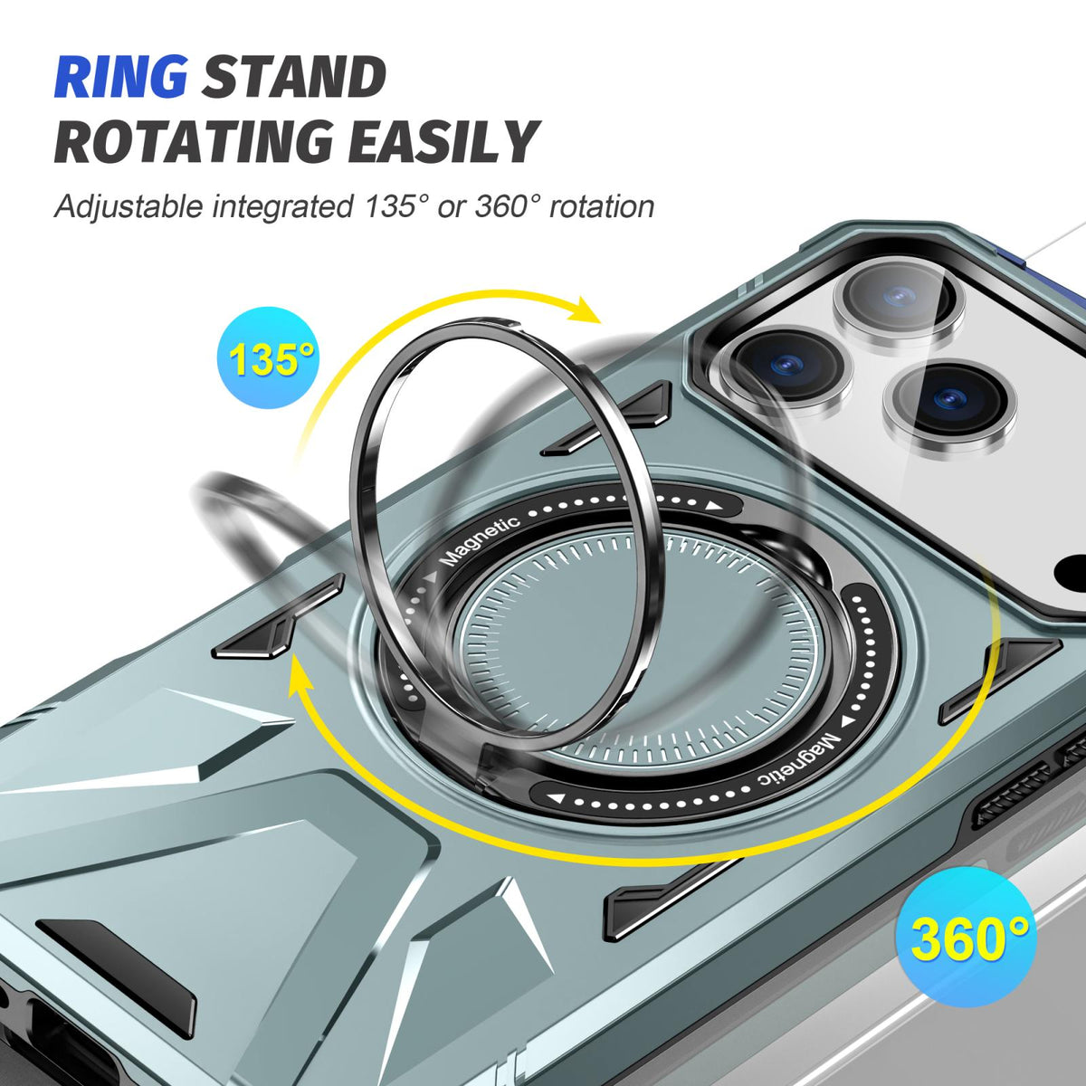 Compatible with iPhone 18 Pro Max & 17 Pro Max MagSafe Magnetic Shockproof Phone Case with Ring Holder - Green