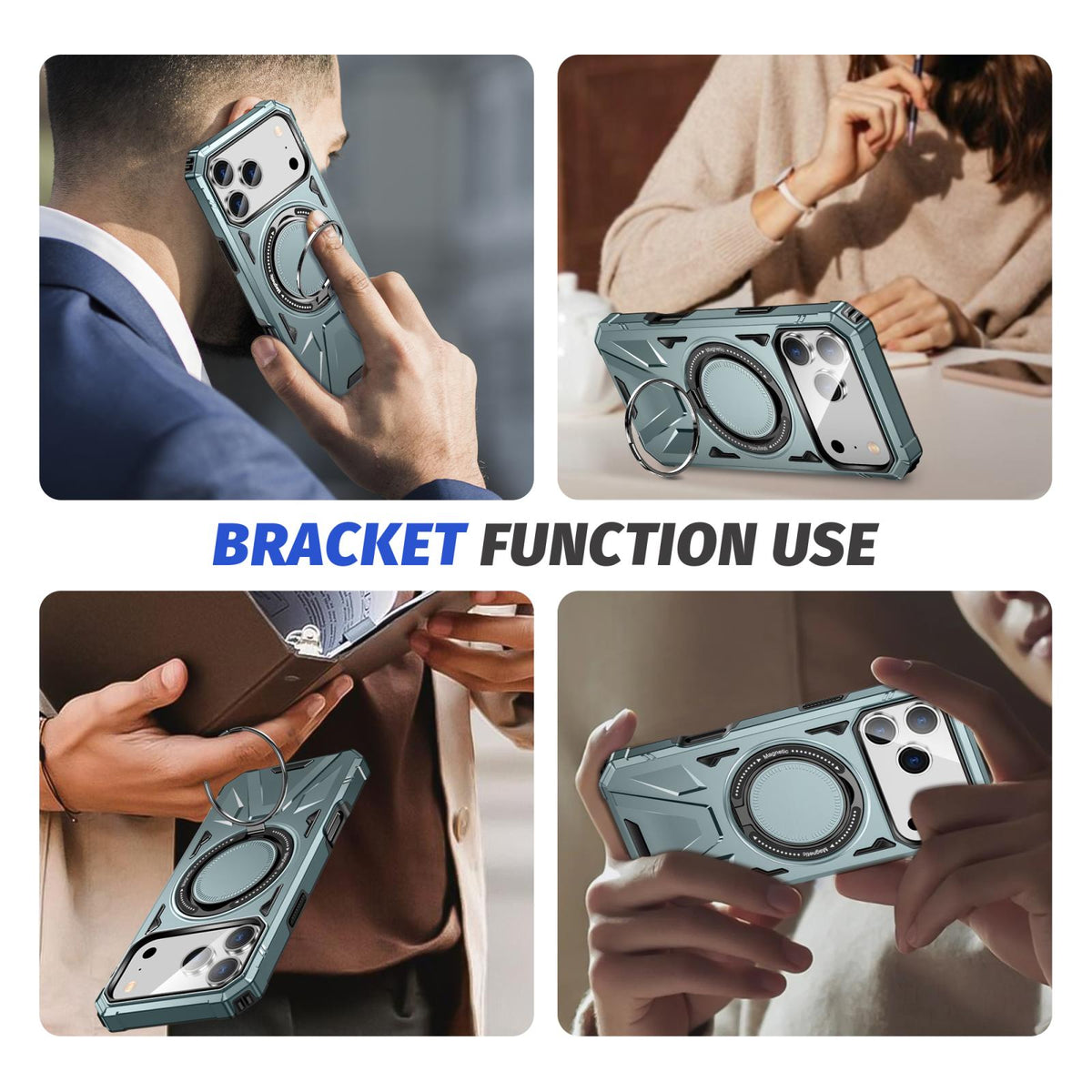 Compatible with iPhone 18 Pro Max & 17 Pro Max MagSafe Magnetic Shockproof Phone Case with Ring Holder - Green