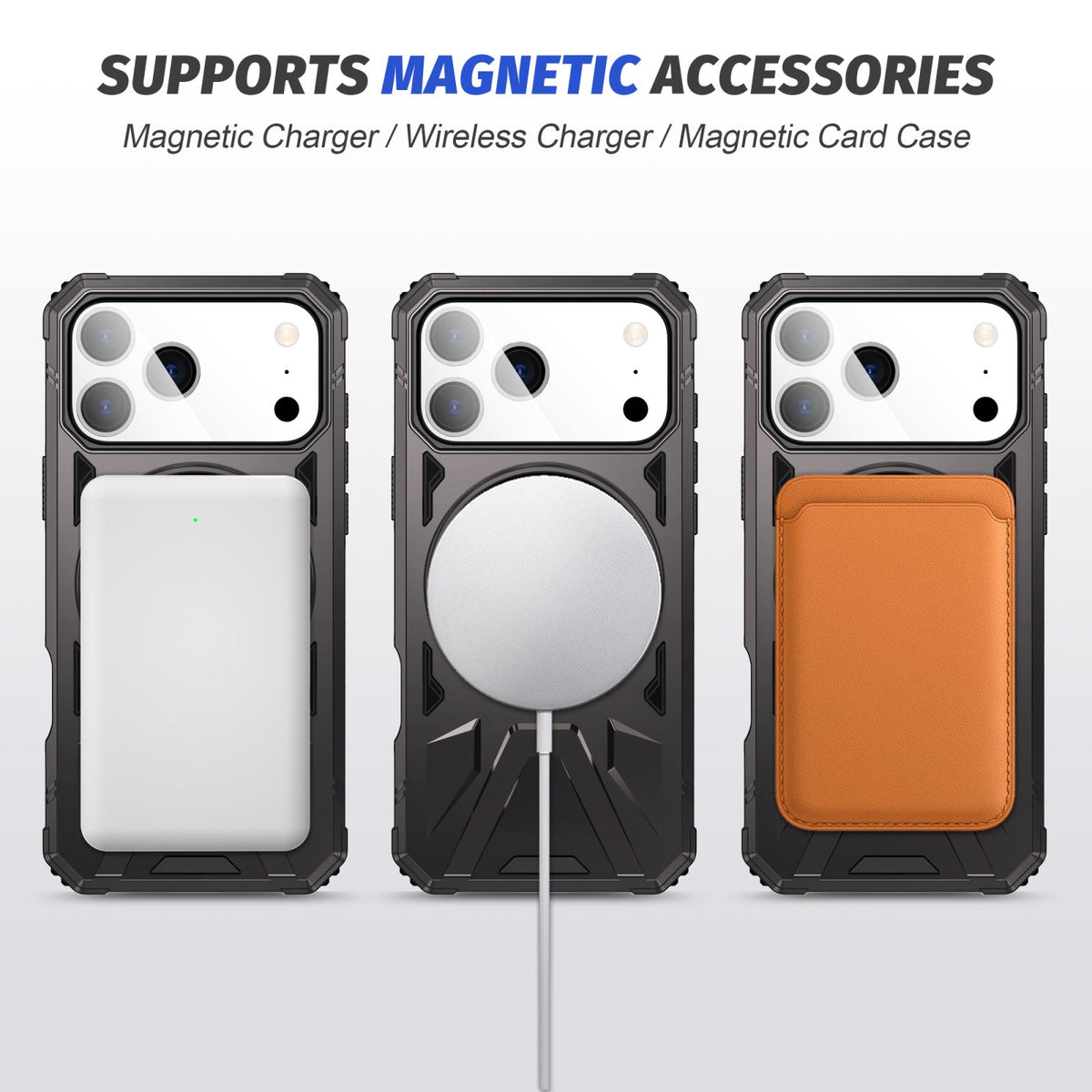 Compatible with iPhone 18 Pro Max & 17 Pro Max MagSafe Magnetic Shockproof Phone Case with Ring Holder - Dark Grey
