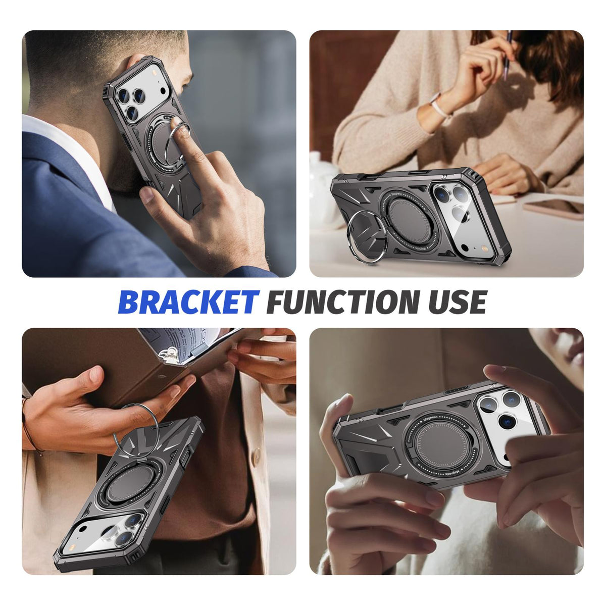 Compatible with iPhone 18 Pro Max & 17 Pro Max MagSafe Magnetic Shockproof Phone Case with Ring Holder - Dark Grey