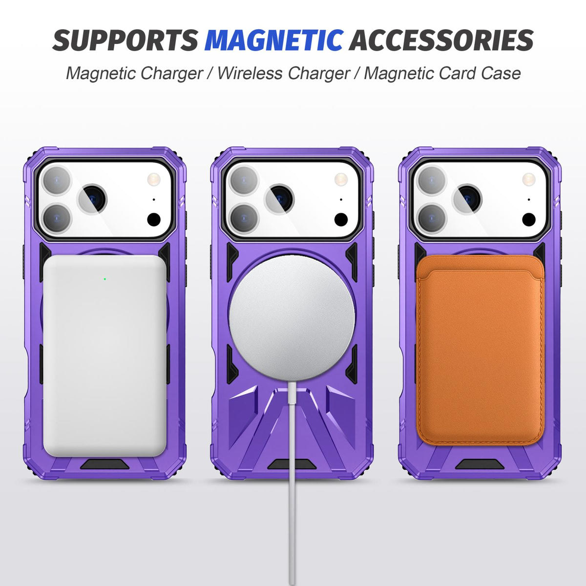 Compatible with iPhone 18 Pro Max & 17 Pro Max MagSafe Magnetic Shockproof Phone Case with Ring Holder - Purple