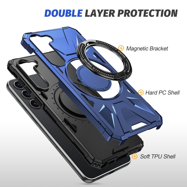 For Samsung Galaxy S24 5G MagSafe Magnetic Shockproof Phone Case with Ring Holder(Navy Blue)