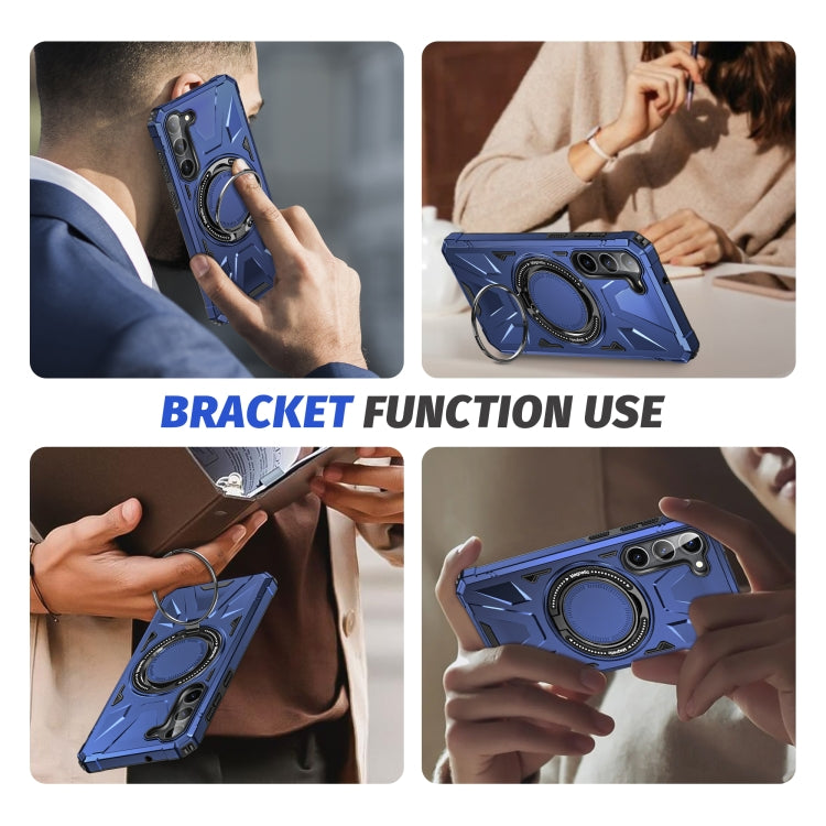 For Samsung Galaxy S24 5G MagSafe Magnetic Shockproof Phone Case with Ring Holder(Navy Blue)
