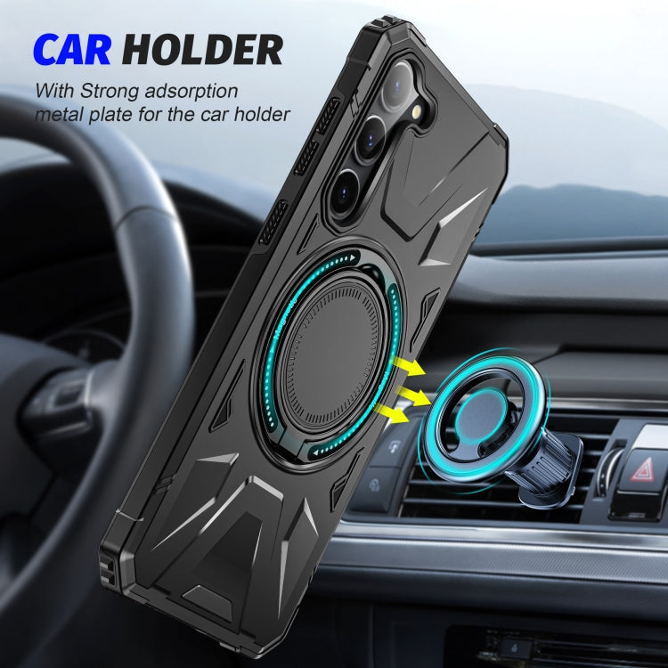 For Samsung Galaxy S24 5G MagSafe Magnetic Shockproof Phone Case with Ring Holder(Black)