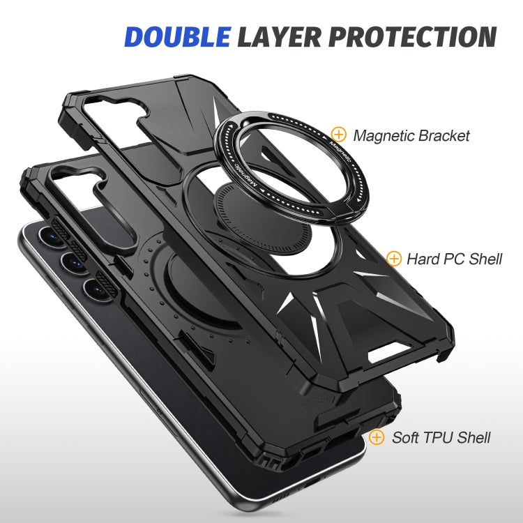 For Samsung Galaxy S24 5G MagSafe Magnetic Shockproof Phone Case with Ring Holder(Black)
