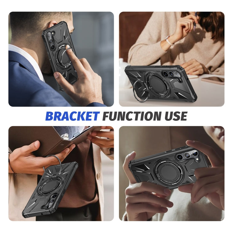 For Samsung Galaxy S24 5G MagSafe Magnetic Shockproof Phone Case with Ring Holder(Black)