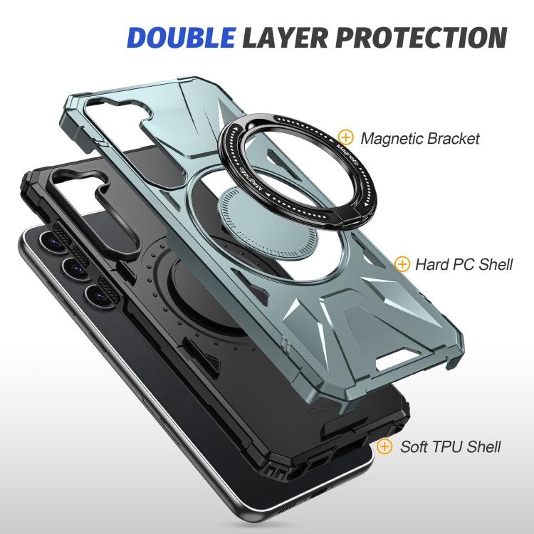 For Samsung Galaxy S24 5G MagSafe Magnetic Shockproof Phone Case with Ring Holder(Green)