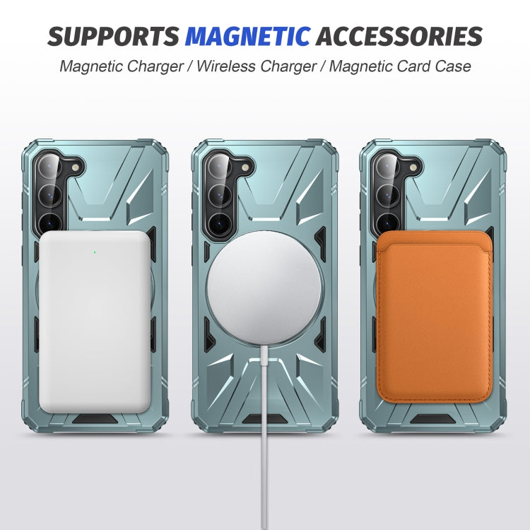 For Samsung Galaxy S24 5G MagSafe Magnetic Shockproof Phone Case with Ring Holder(Green)