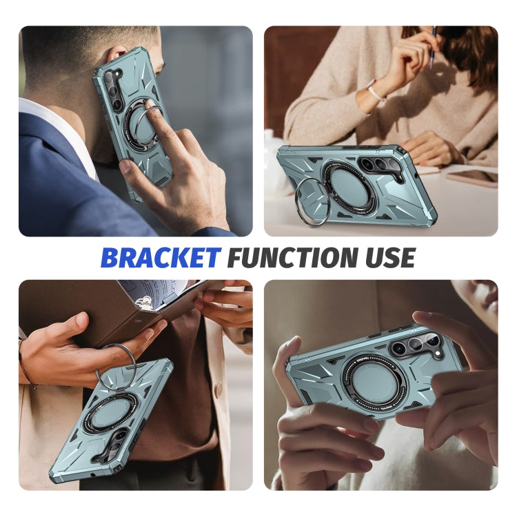For Samsung Galaxy S24 5G MagSafe Magnetic Shockproof Phone Case with Ring Holder(Green)