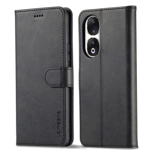 For Honor 90 LC.IMEEKE Calf Texture Leather Phone Case(Black)