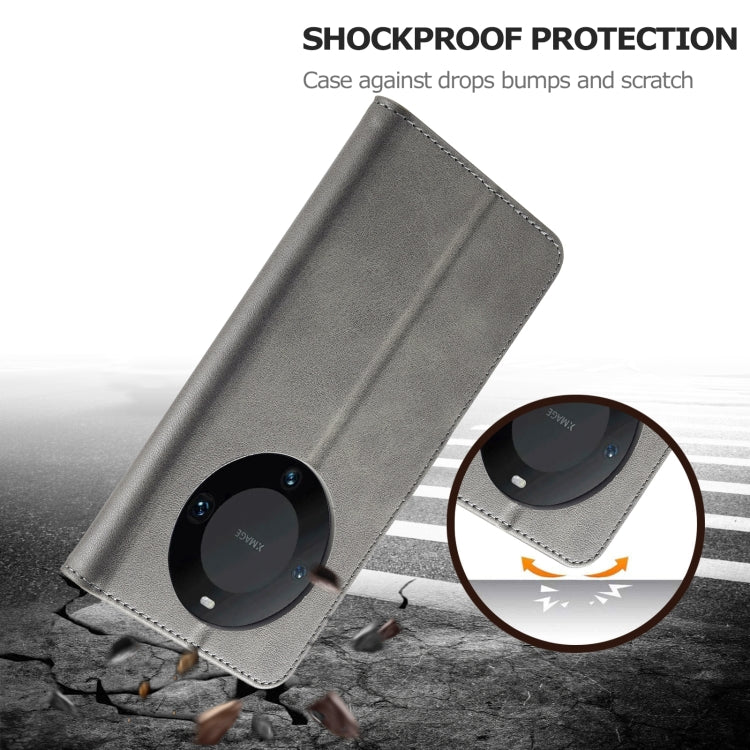 For Honor X50 LC.IMEEKE Calf Texture Leather Phone Case(Grey)