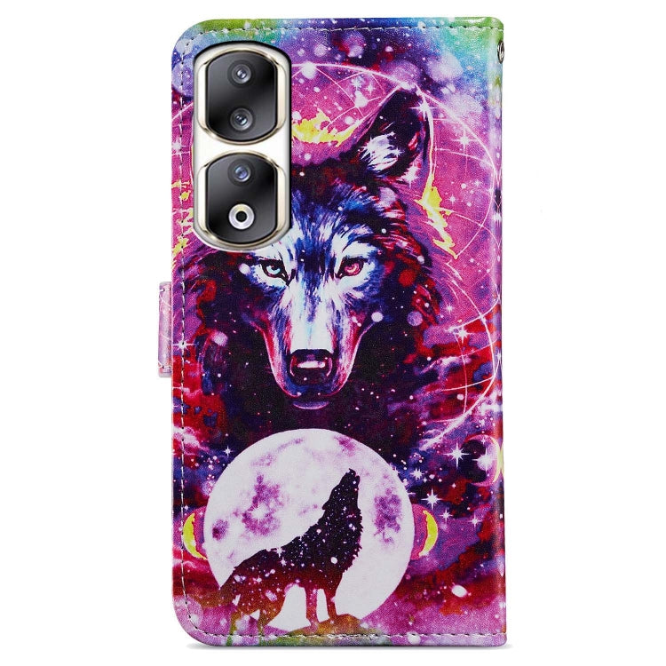 For Honor 90 Pro Painted Pattern Horizontal Flip Leather Phone Case(Wolf Totem)