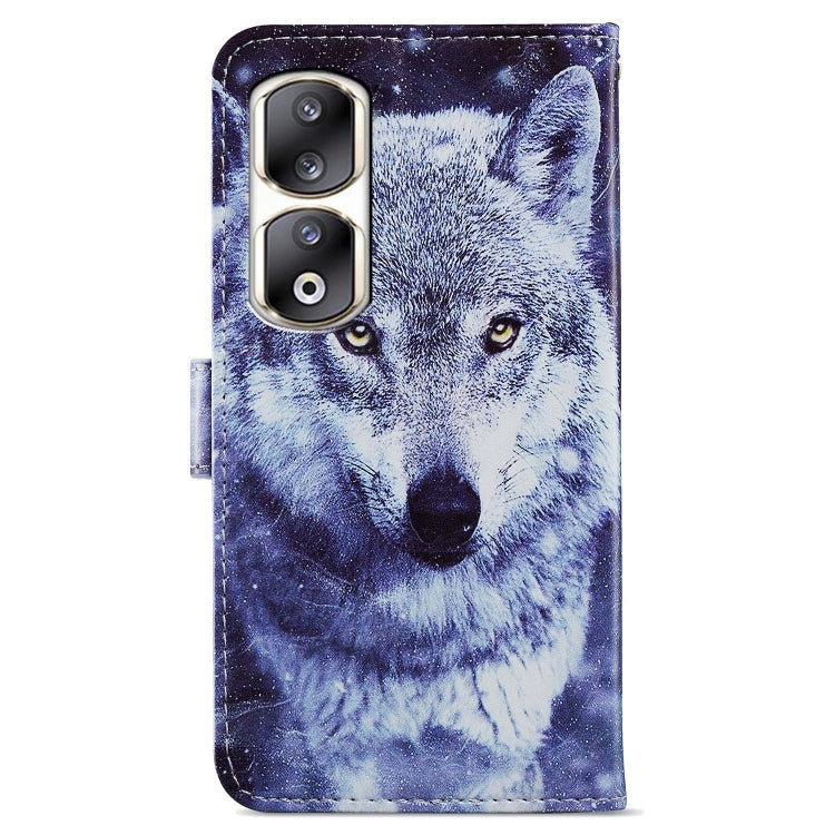 For Honor 90 Pro Painted Pattern Horizontal Flip Leather Phone Case(White Wolf)