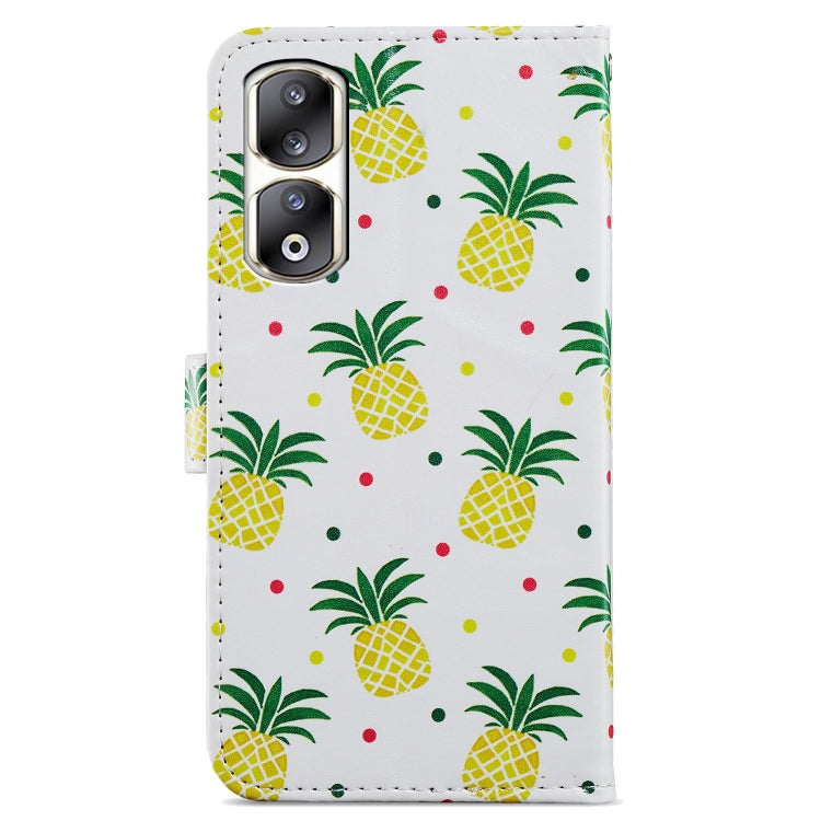 For Honor 90 Pro Painted Pattern Horizontal Flip Leather Phone Case(Pineapple)