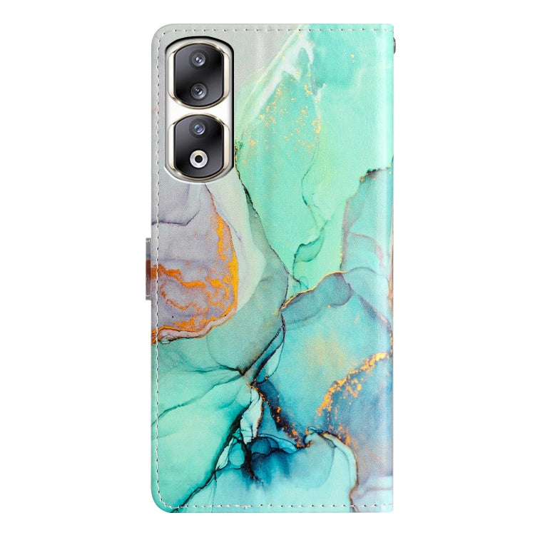 For Honor 90 Pro Colored Drawing Leather Phone Case(Green Marble)