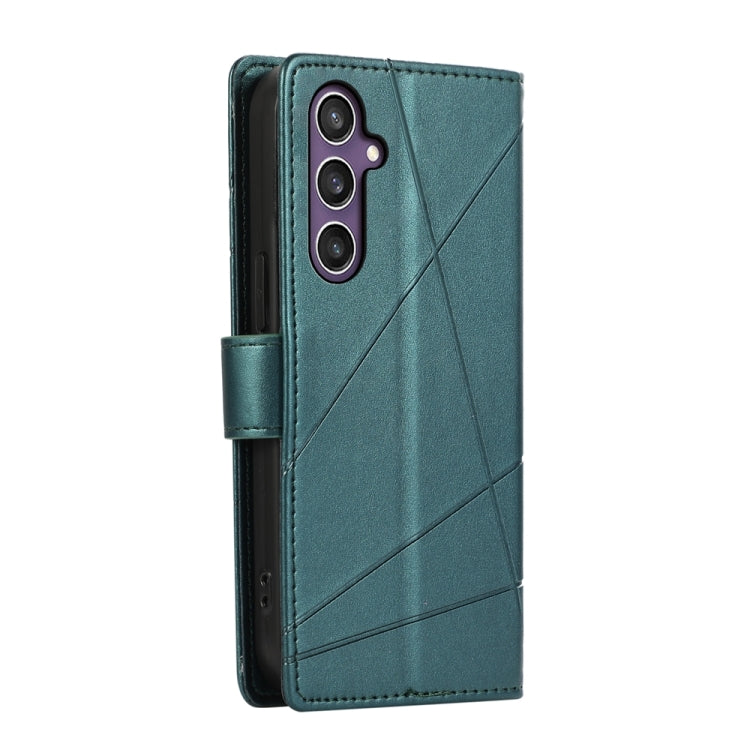 For Samsung Galaxy S24 5G PU Genuine Leather Texture Embossed Line Phone Case(Green)