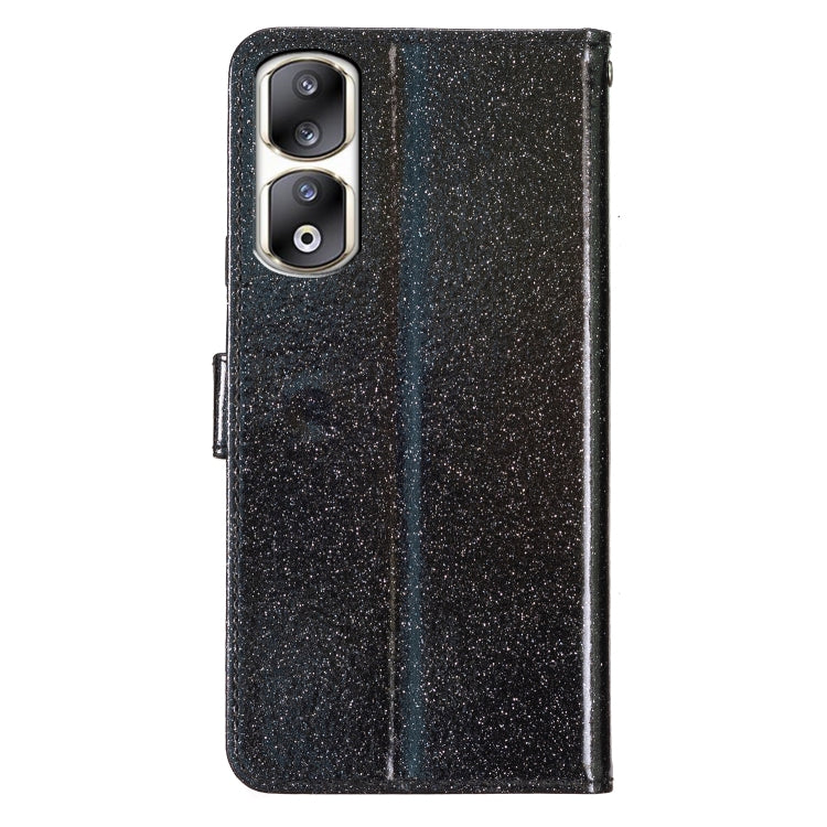 For Honor 90 Pro Glitter Powder Flip Leather Phone Case(Black)