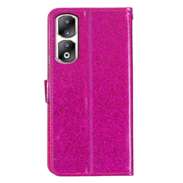 For Honor 90 Pro Glitter Powder Flip Leather Phone Case(Rose Red)