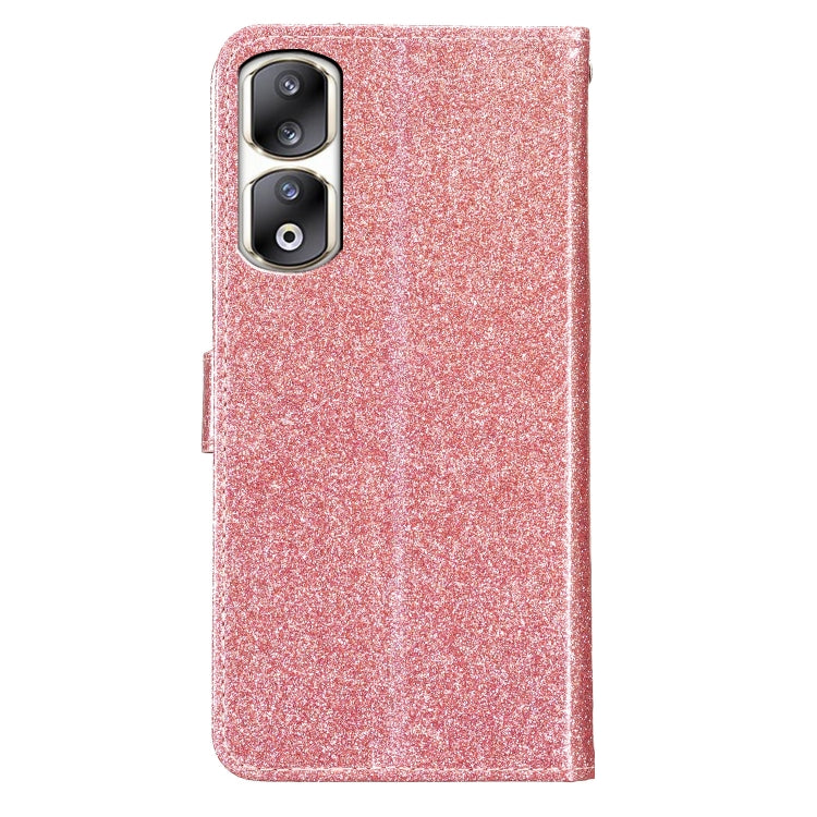 For Honor 90 Pro Glitter Powder Flip Leather Phone Case(Rose Gold)