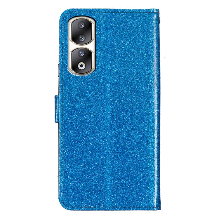 For Honor 90 Pro Glitter Powder Flip Leather Phone Case(Blue)