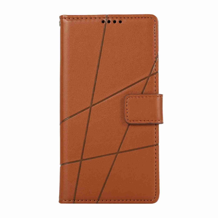 For Honor 100 PU Genuine Leather Texture Embossed Line Phone Case(Brown)