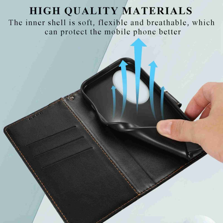 For Honor 100 Pro PU Genuine Leather Texture Embossed Line Phone Case(Black)