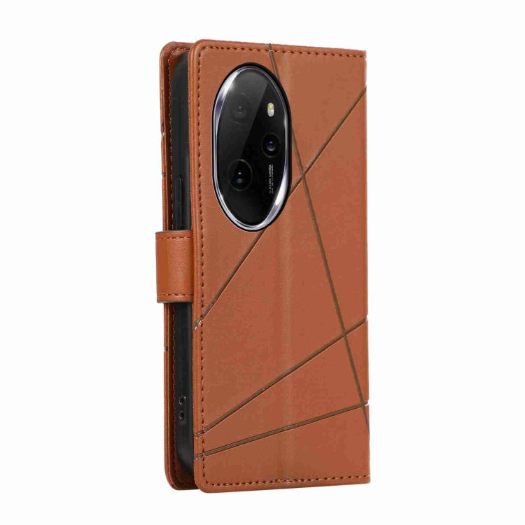 For Honor 100 Pro PU Genuine Leather Texture Embossed Line Phone Case(Brown)