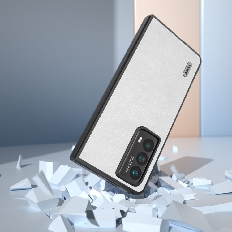 For Honor Magic Vs2 ABEEL Dual Color Lichi Texture PU Phone Case(White)