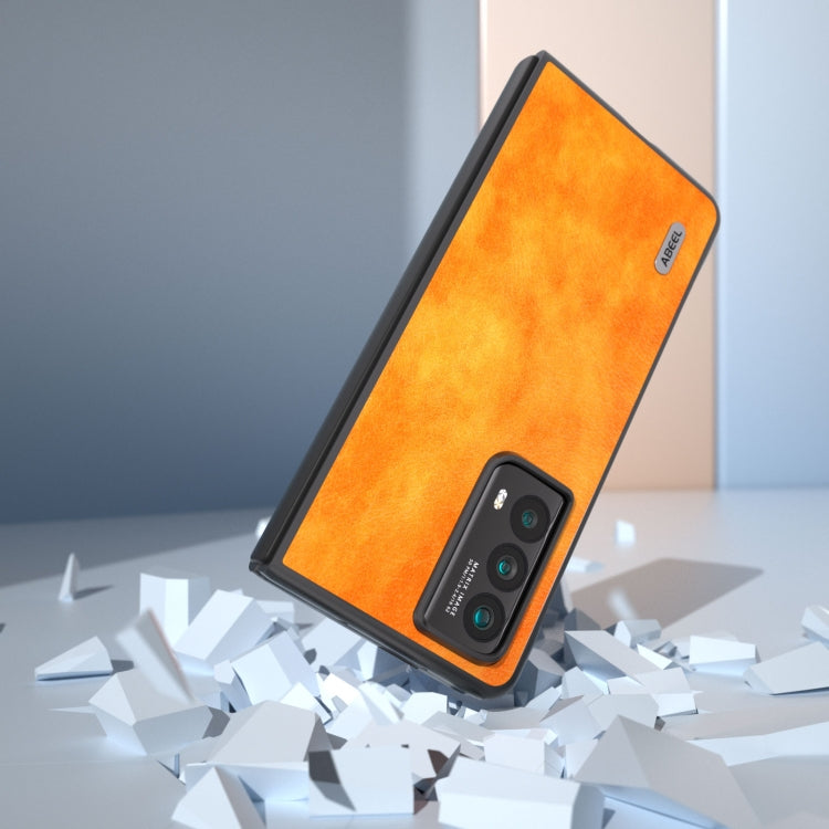 For Honor Magic Vs2 ABEEL Dual Color Lichi Texture PU Phone Case(Orange)