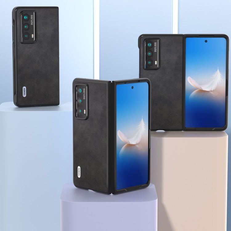 For Honor Magic Vs2 ABEEL Two-color Calf Texture PU Phone Case(Black)