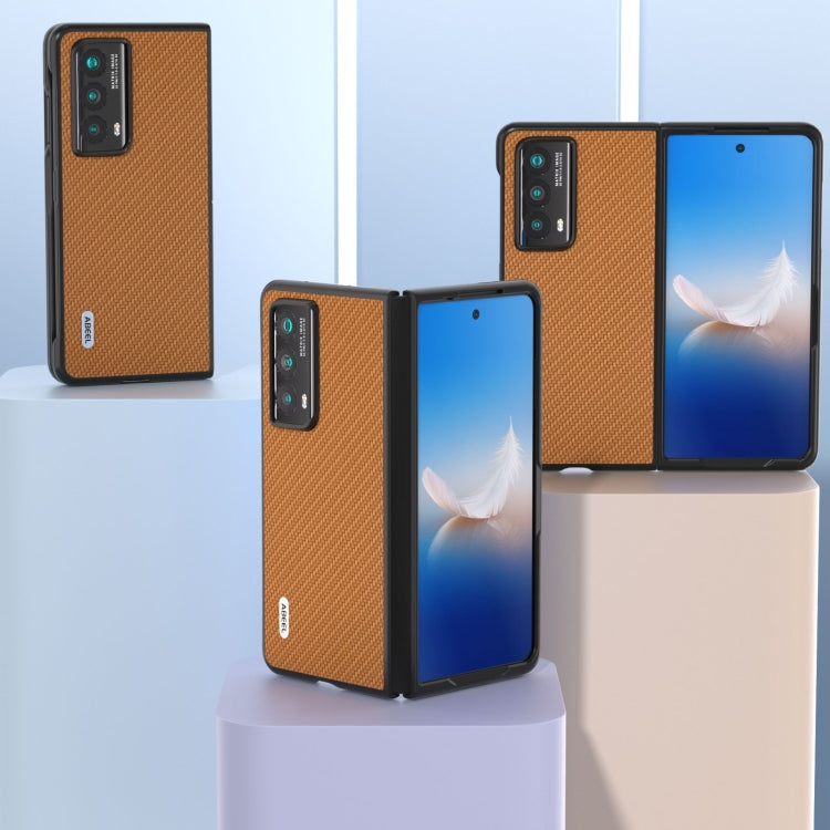 For Honor Magic Vs2 ABEEL Carbon Fiber Texture Protective Phone Case(Light Brown)