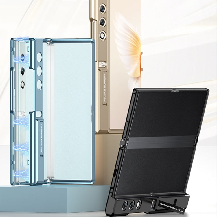 For Honor V Purse GKK Integrated Magnetic Folding Metal Full Coverage Phone Case(Black)