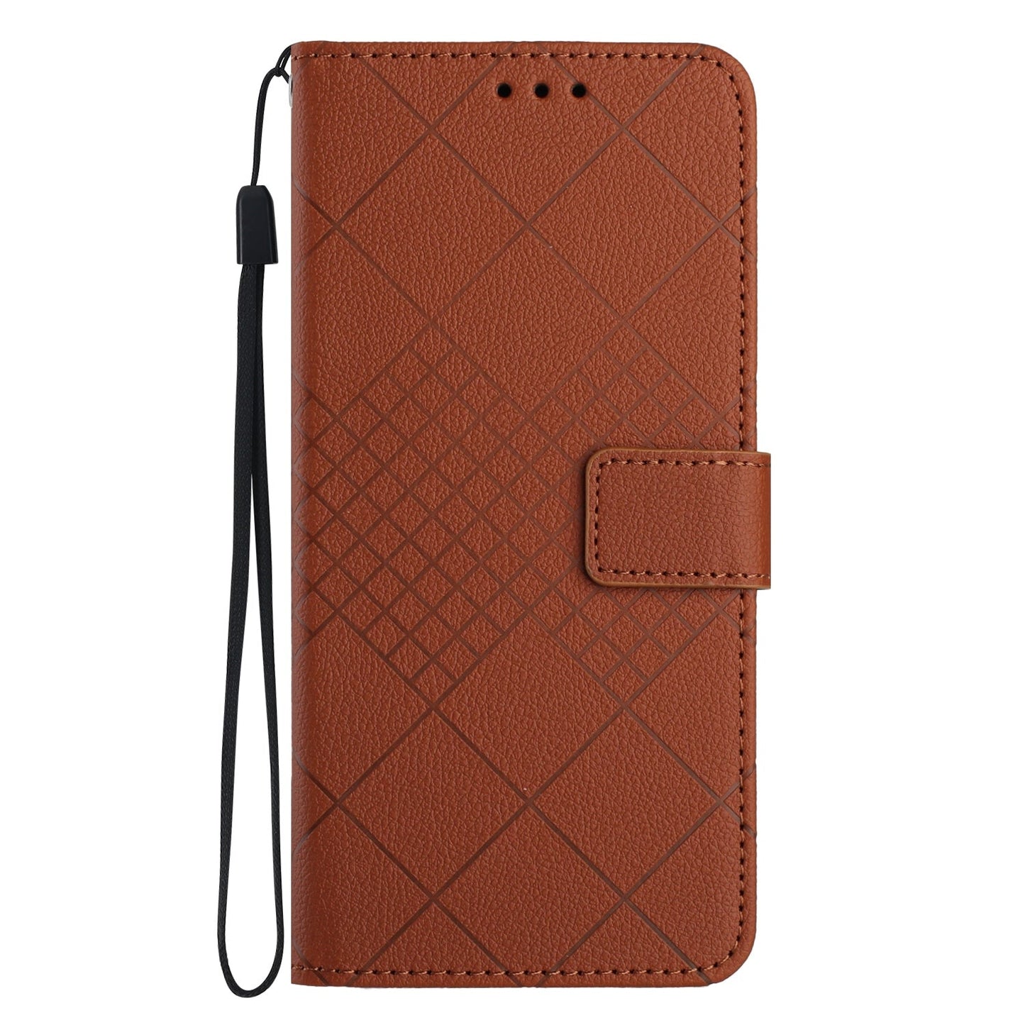 For iPhone 16e Rhombic Grid Texture Leather Phone Case(Brown)