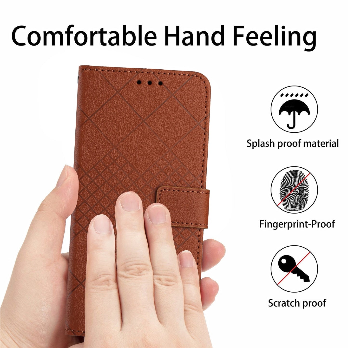 For iPhone 16e Rhombic Grid Texture Leather Phone Case(Brown)