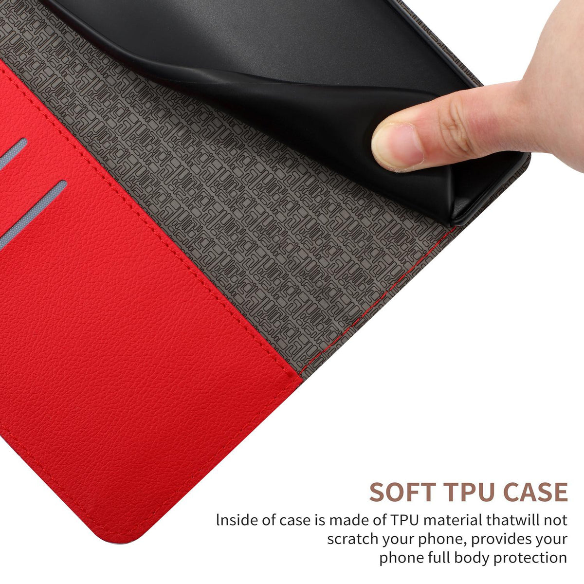 Compatible with iPhone 18 Pro Max & 17 Pro Max Rhombic Grid Texture Leather Phone Case - Red