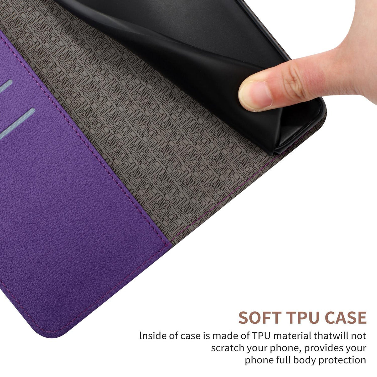 Compatible with iPhone 18 Pro & 17 Pro Rhombic Grid Texture Leather Phone Case - Purple